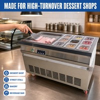 Machine commerciale à glace frite, machine à rouleaux de crème glacée 1100W, plaque froide thaïlandaise, poêle plate, OEM ODM, fournisseur d'usine en gros