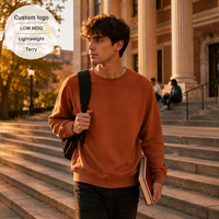 Sweat-shirt fin à manches raglan avec logo personnalisé OEM, fabricant de vêtements de couche intermédiaire en coton peigné 100% premium