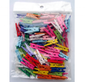 50 pinces à linge en bois <span class=keywords><strong>color</strong></span>ées avec pinces décoratives en acier inoxydable pour le séchage des vêtements, la cuisine, la garde-robe et les sacs - Product Image 1