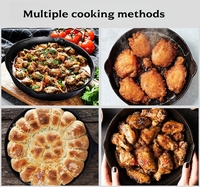 3 buah Set peralatan masak besi cor, Set panci penggorengan datar, Set wajan penggorengan tugas berat