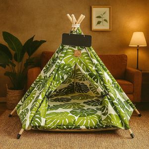 Nouveau design Tente <span class=keywords><strong>tipi</strong></span> en <span class=keywords><strong>toile</strong></span> pour animaux <span class=keywords><strong>de</strong></span> compagnie <span class=keywords><strong>lit</strong></span> d'intérieur pour chien ou chat avec coussin - Product Image 4