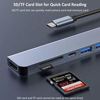Adaptateur multiport USB C SYONG 7-en-1, station d'accueil 4K30Hz HDTV USB 3.0/2.0 Type C SD/TF PD100W, charge MacBook iPad iPhone