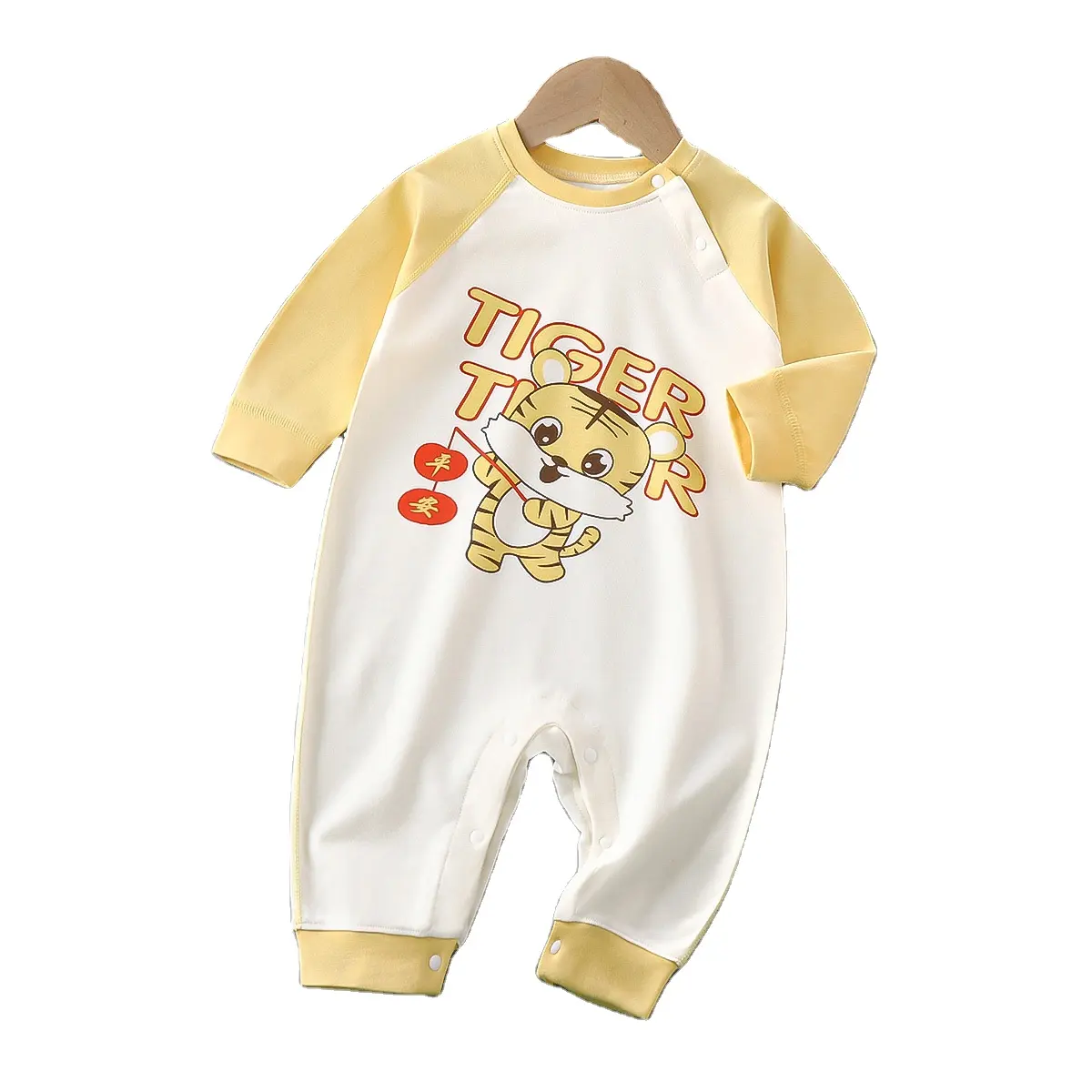 Özel organik pamuk/stokta % 100% pamuk yumuşak bebek Bodysuit düz renk bebek tulumu uzun kollu Unisex bebek giysileri