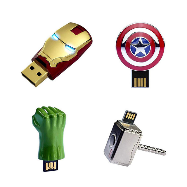 Cool Gadget Usb Memorias Stick Iron Man Metal USB 2.0 Flash Drives 32GB 16GB 1GB Pen Drives 64GB Pendrive U Disk