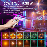 Projecteur de scène LED en forme de pièce de monnaie en cuivre, éclairage DJ disco avec effets RVB pleine couleur, lumières clignotantes blanc chaud et télécommande