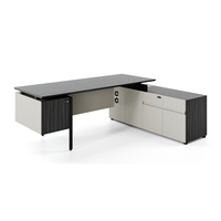 Bureau de direction moderne en bois MFC MDF, extensible en forme de L, durable, résistant à l'eau, avec rangement