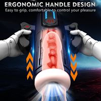 Handlicher Penis-Trainer mit zusätzlicher Stimulation, schneller Erwärmung, Blas-, Saug- und Stoßfunktion, elektronischer männlicher Masturbator