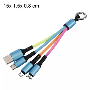 Câble de charge rapide 3 en 1 Micro <span class=keywords><strong>Usb</strong></span> Type C Portable <span class=keywords><strong>Multi</strong></span> porte-clés câble de données court - Product Image 2