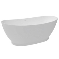 Baignoire autoportante ovale incurvée en acrylique blanc brillant de 1,7 m, moderne, avec drain, grande capacité, profonde, pour salle de bain minimaliste