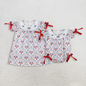 Boutique Girls Summer Outfits Toddler Baby Girls Short Sets 2 Piece Clothing Floral Bow Print Bloomers Set 4th of July <b>Clothes</b> - Product Image 6