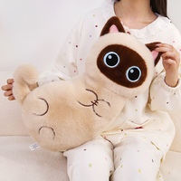 Coussin long en peluche chat noir calico siamois, doux et moelleux, pour canapé, lit ou sommeil, idéal comme cadeau