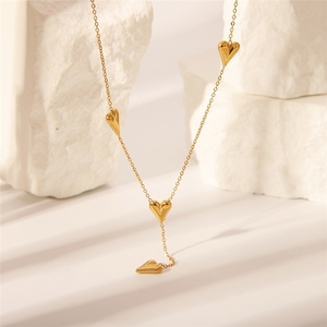 Nuova Collana alla Moda in Acciaio Inossidabile Stile Smooth <span class=keywords><strong>Love</strong></span>, Ciondolo a Cuore con Lunga Nappina in Oro 18k, Gioiello Charm per Donne - Product Image 2