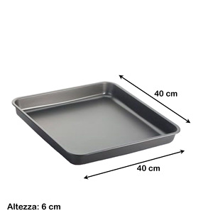 Teglia Antiaderente in Alluminio Sfornatutto 40 X 40 X 6 cm Compatibile con Forni a Gas ed Elettrici per Uso Domestico - Product Image 3