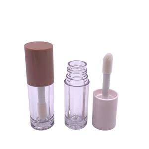หลอดลิปกลอสสีชมพูแบบใหม่ หลอดเปล่าทรงกลมสำหรับลิปกลอส บรรจุภัณฑ์แบบแยกชิ้น หลอดแก้ว - Product Image 1