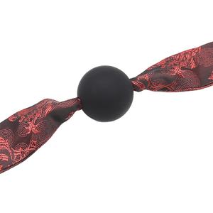 Chinesischer Stil Roter Druck Silikon Sphärischer Mund Ball Tie-On Mund knebel Weiblich Oral Bondage Sexspielzeug - Product Image 4