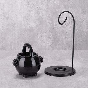 Brûleur d'huile suspendu noir en forme de chaudron, diffuseur d'arômes, chauffe-cire, porte-bougie chauffe-plat, décoration d'intérieur pour sorcières et magie païenne - Product Image 6