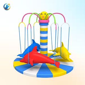 Carrusel de Delfines Esculpidos en Colores Vibrantes Personalizados, Agarraderas Resistentes, Equipo de Juegos para Niños, Superficie Lisa Antideslizante - Product Image 1