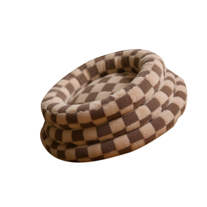 Cama Redonda para Perro Yommy Classic, de Piel Sintética a Cuadros, Impermeable, Antideslizante, Desmontable y Lavable, Tallas S/M/L - Product Image 6