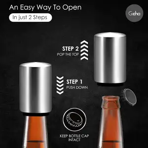 Automatischer Edelstahl-Flaschendeckelfänger zum Drücken nach unten magnetischer Metall-Bierflaschenöffner