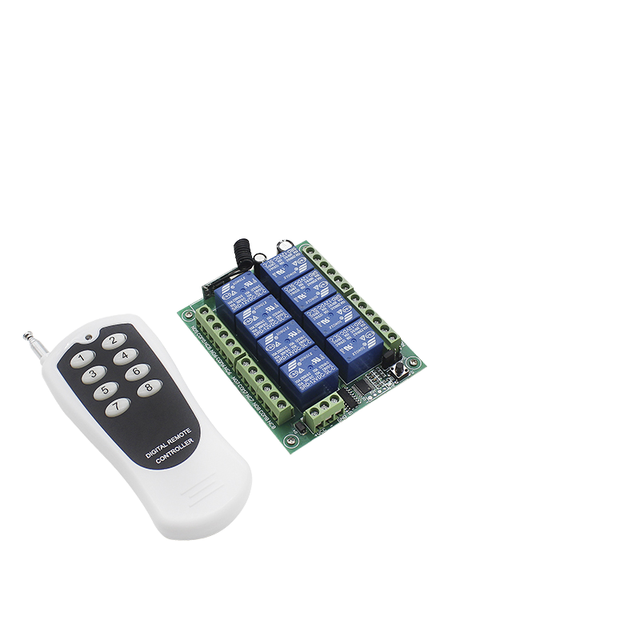 DC 12V/24V 8-Channel Relay Module Waterproof Wireless 433MHz RF Remote Control Switch Plastic Transmitter Receiver Board