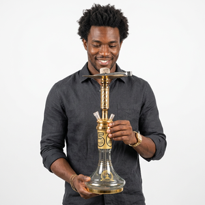 Shisha Khalil Mamoon Almani Gold Hecha a Mano - Núcleo y Cámara de Cobre, 27 Pulgadas de Altura - Product Image 4