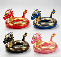 Bouée gonflable Dragon Chinois en PVC robuste et écologique, étanche et anti-fuite, rouge et or, pour enfant, été - Grande Vente