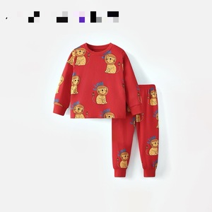 Ensemble <span class=keywords><strong>pyjama</strong></span> imprimé <span class=keywords><strong>lion</strong></span> pour garçons, 2 pièces rouges à manches longues et col rond, vêtements de nuit décontractés pour enfants de 1 à 6 ans - Product Image 5