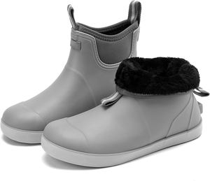 Bottes de travail et de pêche unisexes tendance personnalisables en caoutchouc gris avec cheville imperméable en néoprène antidérapante pour l'extérieur - Product Image 3