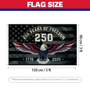 Drapeau personnalisé en polyester 3x5 pieds Aigle Noir USA 250 ans, Bannière patriotique commémorative du <span class=keywords><strong>250e</strong></span> anniversaire des États-Unis - Product Image 2