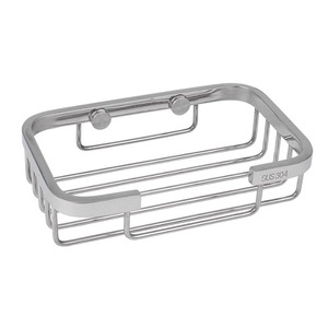 Accessoires de salle de bain pour hôtels modernes : Porte-savon rond en acier inoxydable 304 avec panier en treillis métallique - Product Image 1