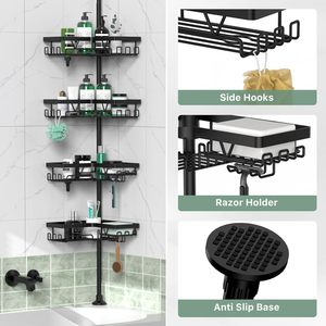 Estante de Almacenamiento para Baño, Organizador de Ducha de Metal Ajustable de 4 Niveles para Bañera, Champú - Product Image 5