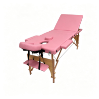 Table de massage pliable robuste à 3 sections avec pieds en bois, table de spa professionnelle avec appui-tête