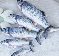 Jouets pour chats : Pêche en peluche simulée avec herbe à chat, amusante, en forme de poisson, prête à l'emploi, poupée en peluche à poils raides, coussin