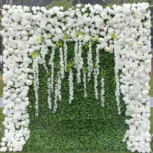 Kualitas tinggi sutra bunga buatan tangan bunga dinding latar belakang pernikahan desain untuk dekorasi