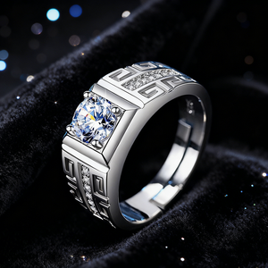 Ashabell Wholesale S925 Sterling <strong>Silver</strong> Hollow 3ct Moissanite <strong>Men</strong> <strong>Ring</strong> Engagement Wedding <strong>Ring</strong> for <strong>Men</strong> - Product Image 3