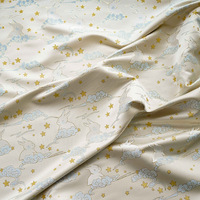 Nouveau et tendance : Tissu jacquard brodé 100 % polyester avec fil doré, motif lapin en satin, pour vêtements et sacs pour enfants