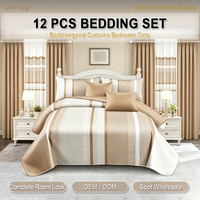 Ensemble de literie de mariage 12 pièces, taille King, avec draps, taies d'oreiller et rideaux, vente en gros