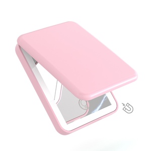 Hot Selling Folding Mini Cosmetic Mirror 3 Color LED Lights Switch 2X Magnifying Rechargeable Handheld <b>Pocket</b> Compact Mirror - Product Image 4