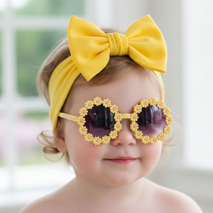 Conjunto de Dos Piezas de Diadema y <span class=keywords><strong>Gafas</strong></span> de Algodón y Nailon con Estampado Sólido para Bebés Niñas de 0 a 24 <span class=keywords><strong>Meses</strong></span> - Product Image 1