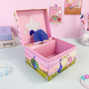 Custom Rotating Paper Music Box with Peacock Doll for Eco-Friendly Jewelry Storage &amp; Gift for Girls - Product Image 4