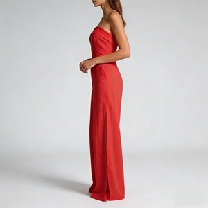 <span class=keywords><strong>Combinaison</strong></span> élégante sur mesure pour femme, rouge, sans bretelles, taille haute, jambes larges, avec poches, idéale pour les invitées de <span class=keywords><strong>mariage</strong></span> et les soirées - Product Image 2