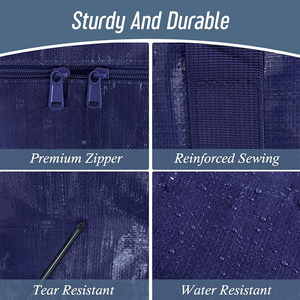 Dark Blue Sturdy Durable Clothes <strong>Storage</strong> <strong>Bags</strong> 6 Pack <strong>Extra</strong> Heavy Duty <strong>Large</strong> Moving <strong>Bags</strong> with Strong Zipper Comfortable Handles - Product Image 3