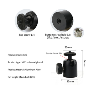 Đầu bi hợp kim nhôm chất lượng cao chuyên nghiệp, xoay toàn cảnh 360 độ, dùng lắp đặt camera, chân máy ảnh - Product Image 5