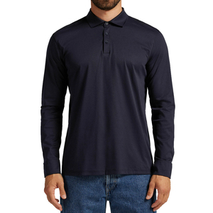 Polo homme manches longues de qualité supérieure en mélange coton-viscose, tombé doux, respirant, confortable, polyvalent pour tous les jours - Product Image 1