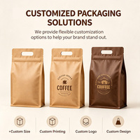 Sac d'emballage pour café en papier kraft avec logo personnalisé JIJID, avec poignée, fermeture éclair refermable, pochette autoportante pour grains de café, thé, noix
