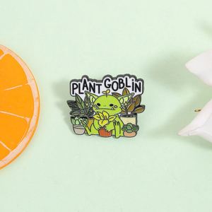 Broches en émail <span class=keywords><strong>de</strong></span> dessin animé Plant Goblin, mignonnes, avec personnage <span class=keywords><strong>de</strong></span> Plant Goblin vert, badges <span class=keywords><strong>de</strong></span> revers, bijoux, vente en gros - Product Image 2
