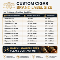 Bandes de cigares personnalisées avec logo imprimé, sans colle, en papier, avec estampage à chaud en feuille d'or 24 carats, gaufrées, de qualité supérieure