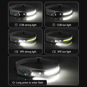 DP New Arrivals Hiking COB Induction Head Lamp Emergency USB Lithium Rechargeable XPE LED Headlight Motion Sensor Headlamp