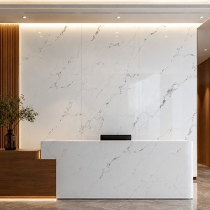 Pannello Murale in PVC Effetto Marmo Bianco Oro Calacatta WYRAX <span class=keywords><strong>per</strong></span> Rivestimento <span class=keywords><strong>Cucina</strong></span>, Superficie Liscia, 1220x2440mm 5mm - Product Image 2