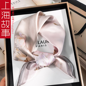 Shanghai Story Silk Scarf 70cm Square 100% Mulberry Silk Artistic Retro Chinese Style Shawl for Women - Product Image 1